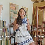 Zuahaza artisan in her workshop with loom and textiles.