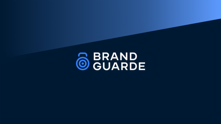 Brand Guarde logo in white and blue on a dark blue gradient background, featuring a padlock icon next to the text. Inspired by the security themes often seen in Embodic Films.