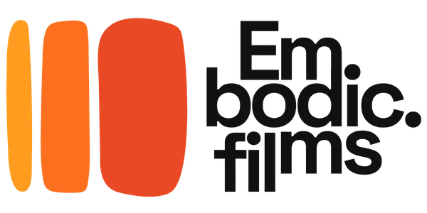 Embodic. Films logo with abstract orange shapes and text.