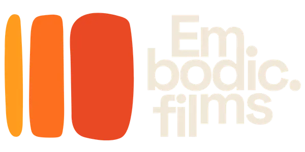 Embodic. Films logo with abstract orange shapes and text.